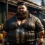 Placeholder: The fat and furious lumberyard owner Big K realistic grimdark