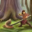 Placeholder: Fantasy swordsman with compan squirrel