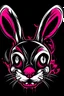 Placeholder: a crazy and mad rabbit head for a logo, colors pink and black