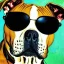 Placeholder: photoraelism Portrait of a pitbull wearing sunglasses by Van Gogh