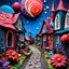 Placeholder: Detailed people, creepy street made of modeling clay, naïve, kh7, village, stars and planets, splimapys, sun, splops, volumetric light, giant flowers, naïve, Tim Burton, strong texture, sgudyut, orero dream, extreme detail, 2mkl, Max Ernst, decal, rich moody colors, sparkles, Harry Potter, bokeh, odd, sbuc