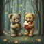 Placeholder: star-buddy and a heart-buddy with clouds in the forest-of-feelings, vintage care-bears style (Elena Kucharik)