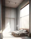 Placeholder: Habitacion estilo minimalista, amplia con bastante entrada de luz natural, uso de materiales de concreto y madera.