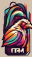 Placeholder: Design a vibrant, gaming-influenced logo of a chicken, featuring bright colors and a dynamic lighting scheme. Incorporate abstract shapes and textures to create an eye-catching composition.