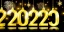 Placeholder: Happy New Year 2023 - golden numbers in holiday night