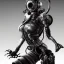 Placeholder: great illustrator, spanish, realistic rendering of a cute girl, beautiful, steampunk syle, black and white. Helmet with tubes. respirator. Machinery in the background. robotic bird flying. High details. 4k. unreal engine