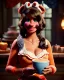 Placeholder: waitress woman with muppet mask that covers her entire head, retro style, Sesame Street style, smooth, unreal engine 5, god lights, ray tracing, RTX, lumen lighting, ultra detail, volumetric lighting, 3d.