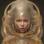 Placeholder: fantasy magic, intricate, sharp focus, illustration, highly detailed, digital painting, concept art, matte, art germ and Paul Lewin and Kehinde Wiley, masterpiece silver elephant head bronze Buddha Asian girl nice breast turquoise golden waves