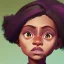 Placeholder: Portrait of a pretty 10 year old chocolate skinned girl warlock toddler with curly hair