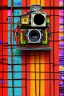 Placeholder: futuristic pinhole camera in Kente, rusted clocks lens, cinematic, scaffolding, cyberpunk, 8k quality