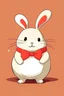 Placeholder: an illustration cartoon cute small fat rabbit, female, with a red ribbon on her ear,