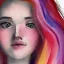 Placeholder: watercolor, female face, long hair, fur, shall, blush, smile, colorful