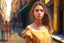 Placeholder: a girl in a beige dress is visible on the street, bright colors, very detailed, fine rendering, high detail, high resolution, 8K