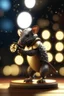 Placeholder: armadillo with bow tie sending a shuriken into a glass statue, bokeh like f/0.8, tilt-shift lens 8k, high detail, smooth render, down-light, unreal engine, prize winning, in the style of fallout 4 and gta 4