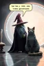 Placeholder: Wizard,snakebat and fat cat, add some fucking realism with no mutants, and a foggy background, and shiny tiled floor, and speechbubble above head saying "Stay still. We are gonna tickle you abit." in front of space portal dimensional glittering device, bokeh like f/0.8, tilt-shift lens 8k, high detail, smooth render, down-light, unreal engine, prize winning