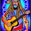 Placeholder: TRIPPY, ACID, LSD, WOODSTOCK, hippie Santa playing electric guitar, psychedelic, peace sign, MUSHROOMS, dreadlocks