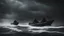 Placeholder: Photoreal magnificent low-angle view of two boats chasing each other on a still black sea shrouded in extreme darkness pitch black skies by lee jeffries, in the style of fantasy movies, photorealistic, shot on Hasselblad h6d-400c, zeiss prime lens, bokeh like f/0.8, tilt-shift lens 8k, high detail, smooth render, unreal engine 5, cinema 4d, HDR, dust effect, vivid colors