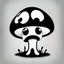 Placeholder: mushroom, black and white, cartoon, drawing, cute, creature, simple, mouth