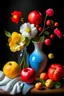 Placeholder: Compose a still life with fruits, flowers, and simple objects. Create sharp outlines for each element