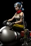 Placeholder: realistic tank girl seat on sphere machanic sputnik