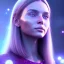 Placeholder: A portrait of a crystalised girl,smiling, longs blond hairs, galactic dress, atmospheric, realistic, cinematic lighting, octane render, purple and blue light, nebula