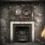 Placeholder: an viking fire place in old house, scary, zombie, steam punk, realistic, made in octane, cinematic, ultra-realistic, extremely detailed octane rendering, 8K, VRAY Super Real ar 2:3, dof photorealistic futuristic 50mm lens hard lighting dark gray tintype photograph, realistic lighting, sepia color