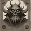 Placeholder: in demonology the minion of hades depicted from a scan of an old scroll in a logo format