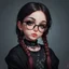 Placeholder: a 18 year old, goth aesthetic, glasses, digital art, stylised