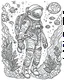 Placeholder: outline art for stoners coloring pages with A very simple and super minimal design featuring A cosmic coloring page featuring an astronaut floating in space surrounded by cannabis constellations., white background, sketch style, fully body, only use outline, cartoon style, clean line art, white background, no shadows and clear and well outlined