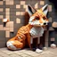 Placeholder: A cute fox that is smooth and appears to be made of tiles 3D