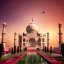 Placeholder: The Taj Mahal, Hindistan, sunset, rainbow sunset, fantasy art, flying birds, springs