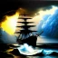 Placeholder: Drawing of 'Black Pearl Ship,Storm,lighting, Skull island', painting by Earl Norem, simon Bisley,frazetta,西嘛哒, evan lee, Vallejo,kelly oil on canvas, cinematic composition, extreme detail,fit full head inside picture,8k