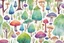 Placeholder: water color style for teenagers in other planet adventure mystery weird cretures trees and mushrooms exiting colorful