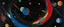 Placeholder: A black outer space with warped planets painted by Wassily Kandinsky