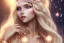 Placeholder: smiling, beautiful, soft,smiling, straight and long blonde hair, dewy and shiny atmosphere, diamond crown, long fairy wings in the back, full head, curly hair, golden veil clothes, bacground pink and blue