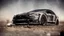 Placeholder: A Tesla's 'Model S Plaid' is racing at top speed, across the post-apocalyptic world of the 'Terminator' movies. CINEMATIC. WIDE ANGLE LENS. PHOTO REAL.