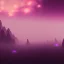 Placeholder: ALIENS FLOATING in the fog, FOGGY NIGHT, mountains, GLOWING, PURPLE, orange, pink, stars TOWERS, 4K, 8K, CINEMATIC