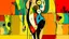 Placeholder: Abstract digital art of a human figure with distorted proportions, featuring exaggerated thighs and shins, with a face in the center, vibrant colors, sharp lines, surrealism, by Salvador Dali and Pablo Picasso.