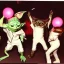 Placeholder: 1980s photo of new year's party Yoda monkey with dancing cats evil