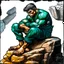 Placeholder: man sitting on a rock Lee Bermejo