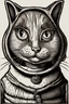 Placeholder: a funny cat, hans holbein style woodcut