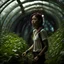 Placeholder: Unground solar punk tunnels, cinematic, dof background anamorphic, dystopian, sci-fi, award winning, Yui in a garden