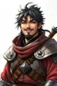 Placeholder: RYU as lama thief in full armor. Close up portrait. Afraid to fail, afraid to dive within. But still smiling.