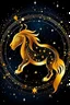 Placeholder: Golden Aquarius zodiac sign background space with stars