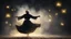 Placeholder: Hyper Realistic Sufi Whirling with black & Golden Islamic Sufi Rustic Grungy Background with heavy fog & fireflies at dark night