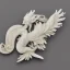 Placeholder: ivory brooch of a chinese phoenix, opalescent marble carving, decorative design, classical ornament, highly ornate, highly intricate, highly detailed etching, marble carving, warm lighting, linen backdrop