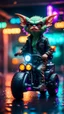 Placeholder: portrait of water wolf Gremlin myth buster pimp ninja yoga cyber punk in flying hipster lawn Harley Davidson tractor parked in dark neon lit reflective wet arcade hall tunnel,bokeh like f/0.8, tilt-shift lens 8k, high detail, smooth render, down-light, unreal engine, prize winning