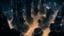 Placeholder: dark cyberpunk city from above the sky, comic style