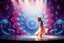 Placeholder: A 3D recursive Mandelbulb fractal modern stage with a pretty lady dancing ,pretty colorfull , creating a calm and serene atmosphere,closeup shot,stage at low light but lady in good lighting