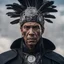 Placeholder: Highly detailed photo of a tribal man adorned with a feather headdress and a black cape. The man is portrayed in a Jean Giraud style, with influences from artists Adam Paquette, Ruan Jia, and Joao Ruas. The setting showcases a ceremonial atmosphere, with the man looking to his right. The photo captures the intricate tribal painting on his face and presents a powerful visual narrative. The resolution of the image is 4K, and it is a masterpiece featured on Artstation.